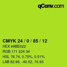 Color code: CMYK 24 / 0 / 85 / 12 | qconv.com