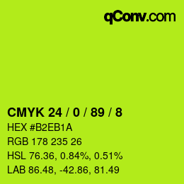 カラーコード: CMYK 24 / 0 / 89 / 8 | qconv.com