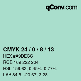 カラーコード: CMYK 24 / 0 / 8 / 13 | qconv.com