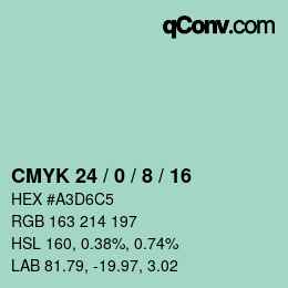 カラーコード: CMYK 24 / 0 / 8 / 16 | qconv.com