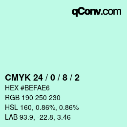 カラーコード: CMYK 24 / 0 / 8 / 2 | qconv.com