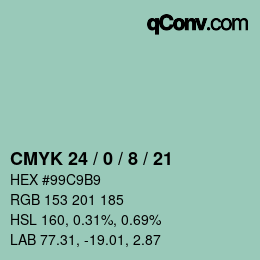 カラーコード: CMYK 24 / 0 / 8 / 21 | qconv.com