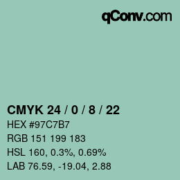 カラーコード: CMYK 24 / 0 / 8 / 22 | qconv.com