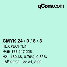 カラーコード: CMYK 24 / 0 / 8 / 3 | qconv.com