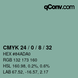 カラーコード: CMYK 24 / 0 / 8 / 32 | qconv.com