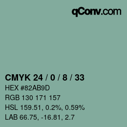 カラーコード: CMYK 24 / 0 / 8 / 33 | qconv.com