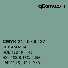 Farbcode: CMYK 24 / 0 / 8 / 37 | qconv.com