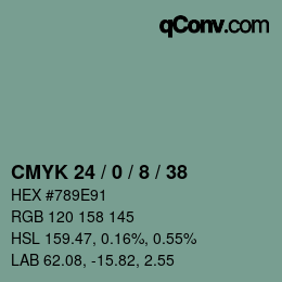 カラーコード: CMYK 24 / 0 / 8 / 38 | qconv.com