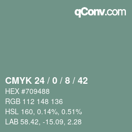 カラーコード: CMYK 24 / 0 / 8 / 42 | qconv.com