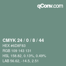 カラーコード: CMYK 24 / 0 / 8 / 44 | qconv.com