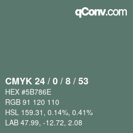 カラーコード: CMYK 24 / 0 / 8 / 53 | qconv.com