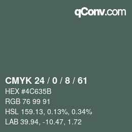 カラーコード: CMYK 24 / 0 / 8 / 61 | qconv.com