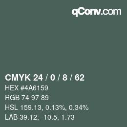 Color code: CMYK 24 / 0 / 8 / 62 | qconv.com