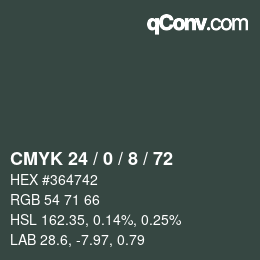 Color code: CMYK 24 / 0 / 8 / 72 | qconv.com