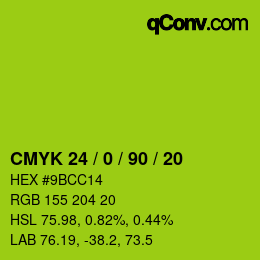 Color code: CMYK 24 / 0 / 90 / 20 | qconv.com