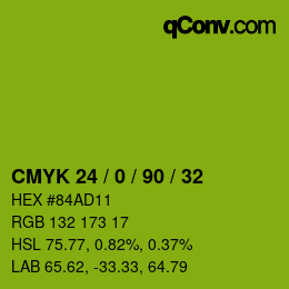 Farbcode: CMYK 24 / 0 / 90 / 32 | qconv.com