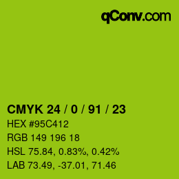 Color code: CMYK 24 / 0 / 91 / 23 | qconv.com