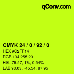 カラーコード: CMYK 24 / 0 / 92 / 0 | qconv.com