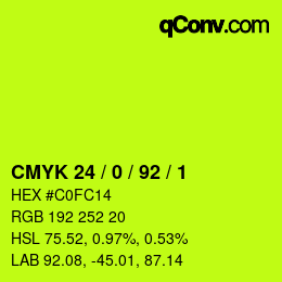 カラーコード: CMYK 24 / 0 / 92 / 1 | qconv.com