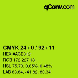 カラーコード: CMYK 24 / 0 / 92 / 11 | qconv.com