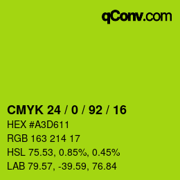 カラーコード: CMYK 24 / 0 / 92 / 16 | qconv.com