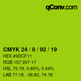 カラーコード: CMYK 24 / 0 / 92 / 19 | qconv.com