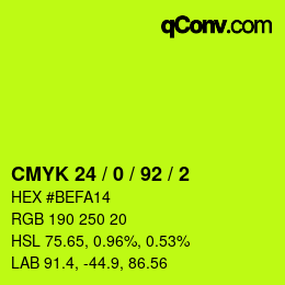 カラーコード: CMYK 24 / 0 / 92 / 2 | qconv.com