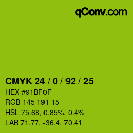 Color code: CMYK 24 / 0 / 92 / 25 | qconv.com