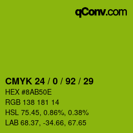 カラーコード: CMYK 24 / 0 / 92 / 29 | qconv.com