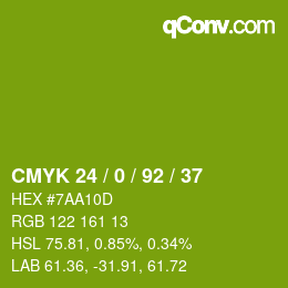 颜色代码: CMYK 24 / 0 / 92 / 37 | qconv.com