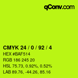 Color code: CMYK 24 / 0 / 92 / 4 | qconv.com