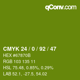 Color code: CMYK 24 / 0 / 92 / 47 | qconv.com