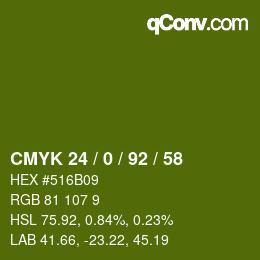 Color code: CMYK 24 / 0 / 92 / 58 | qconv.com