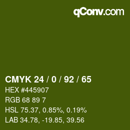 Color code: CMYK 24 / 0 / 92 / 65 | qconv.com