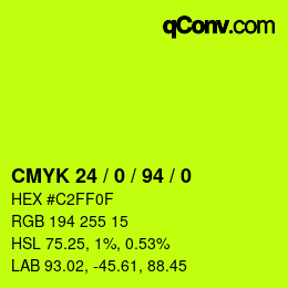 カラーコード: CMYK 24 / 0 / 94 / 0 | qconv.com