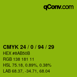 カラーコード: CMYK 24 / 0 / 94 / 29 | qconv.com