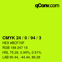 カラーコード: CMYK 24 / 0 / 94 / 3 | qconv.com