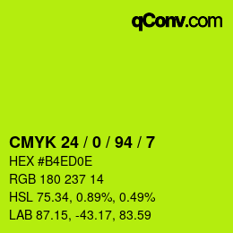 カラーコード: CMYK 24 / 0 / 94 / 7 | qconv.com