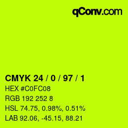 Color code: CMYK 24 / 0 / 97 / 1 | qconv.com