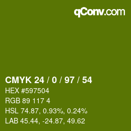 颜色代码: CMYK 24 / 0 / 97 / 54 | qconv.com