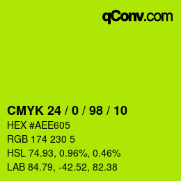 カラーコード: CMYK 24 / 0 / 98 / 10 | qconv.com