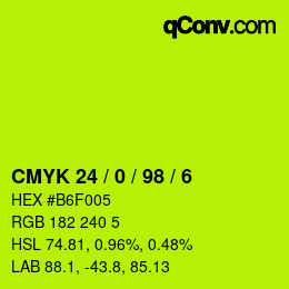 Color code: CMYK 24 / 0 / 98 / 6 | qconv.com