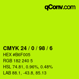 Color code: CMYK 24 / 0 / 98 / 6 | qconv.com