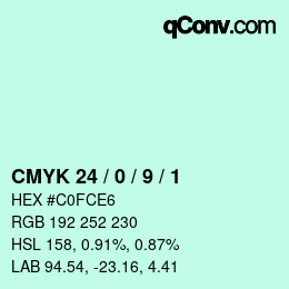 Color code: CMYK 24 / 0 / 9 / 1 | qconv.com