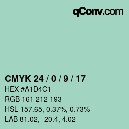 カラーコード: CMYK 24 / 0 / 9 / 17 | qconv.com