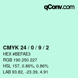 颜色代码: CMYK 24 / 0 / 9 / 2 | qconv.com