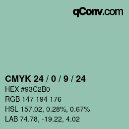 カラーコード: CMYK 24 / 0 / 9 / 24 | qconv.com
