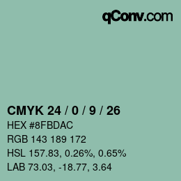 Color code: CMYK 24 / 0 / 9 / 26 | qconv.com