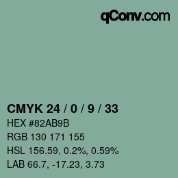 Color code: CMYK 24 / 0 / 9 / 33 | qconv.com