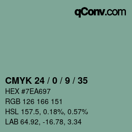 颜色代码: CMYK 24 / 0 / 9 / 35 | qconv.com